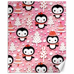 Cute Penguin Pattern Canvas 11  x 14 