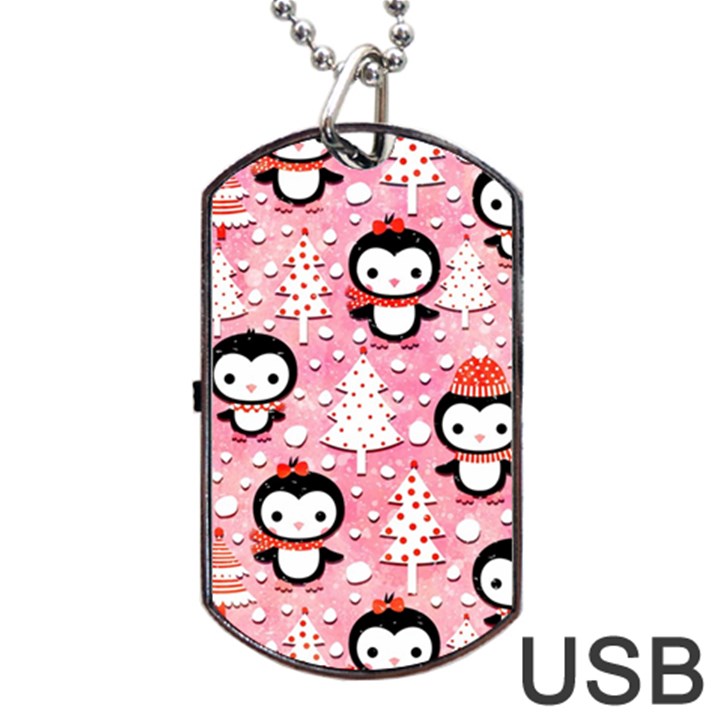 Cute Penguin Pattern Dog Tag USB Flash (One Side)