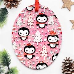 Cute Penguin Pattern Ornament (oval Filigree)