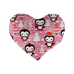 Cute Penguin Pattern Standard 16  Premium Heart Shape Cushions