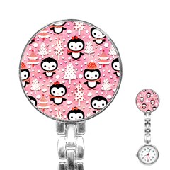 Cute Penguin Pattern Stainless Steel Nurses Watch