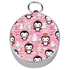 Cute Penguin Pattern Silver Compasses