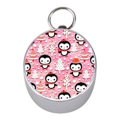 Cute Penguin Pattern Mini Silver Compasses