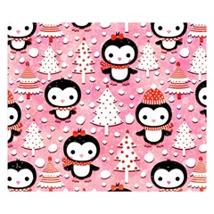 Cute Penguin Pattern Two Sides Premium Plush Fleece Blanket (Kids Size)