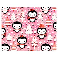 Cute Penguin Pattern Two Sides Premium Plush Fleece Blanket (Teen Size)