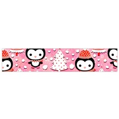 Cute Penguin Pattern Small Premium Plush Fleece Scarf