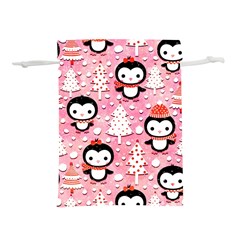 Cute Penguin Pattern Lightweight Drawstring Pouch (L)