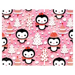 Cute Penguin Pattern Premium Plush Fleece Blanket (Medium)