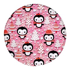 Cute Penguin Pattern Round Glass Fridge Magnet (4 Pack) by Loisa77