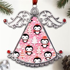 Cute Penguin Pattern Metal Angel with Crystal Ornament