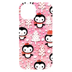 Cute Penguin Pattern iPhone 15 Black UV Print PC Hardshell Case