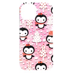 Cute Penguin Pattern iPhone 15 Plus Black UV Print PC Hardshell Case