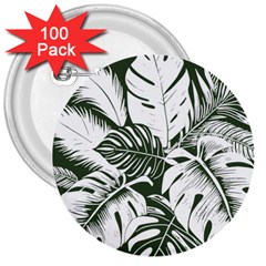 Abstract Art Tropical Leaves 3  Buttons (100 Pack) 