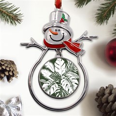 Abstract Art Tropical Leaves Metal Snowman Ornament