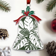 Abstract Art Tropical Leaves Metal Holly Leaf Bell Ornament