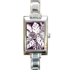 Abstract Art Tropical Leaves Rectangle Italian Charm Watch