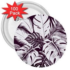 Abstract Art Tropical Leaves 3  Buttons (100 pack) 