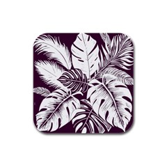 Abstract Art Tropical Leaves Rubber Square Coaster (4 pack)