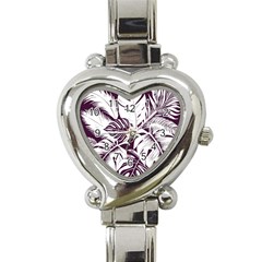 Abstract Art Tropical Leaves Heart Italian Charm Watch