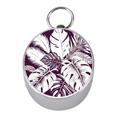 Abstract Art Tropical Leaves Mini Silver Compasses