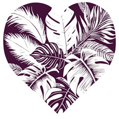 Abstract Art Tropical Leaves Wooden Puzzle Heart