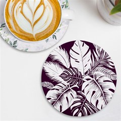 Abstract Art Tropical Leaves UV Print Round Tile Coaster