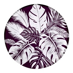 Abstract Art Tropical Leaves Round Glass Fridge Magnet (4 pack)