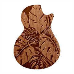 Abstract Art Tropical Leaves Guitar Shape Wood Guitar Pick Holder Case And Picks Set