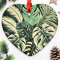 Abstract Art Tropical Leaves Heart Ornament (two Sides)