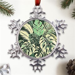 Abstract Art Tropical Leaves Metal Large Snowflake Ornament by Valentinaart