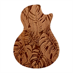 Abstract Art Tropical Leaves Guitar Shape Wood Guitar Pick Holder Case And Picks Set Front