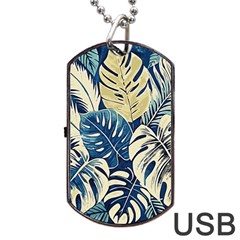 Abstract Art Tropical Leaves Dog Tag Usb Flash (one Side)