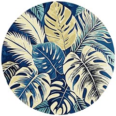 Abstract Art Tropical Leaves Wooden Puzzle Round by Valentinaart