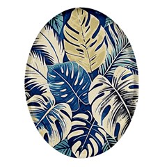 Abstract Art Tropical Leaves Oval Glass Fridge Magnet (4 Pack) by Valentinaart