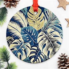 Abstract Art Tropical Leaves Round Ornament (two Sides)