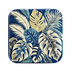 Abstract Art Tropical Leaves Square Metal Box (black) by Valentinaart