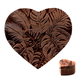 Abstract Art Tropical Leaves Heart Wood Jewelry Box Front