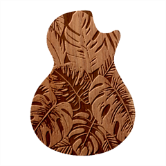 Abstract Art Tropical Leaves Guitar Shape Wood Guitar Pick Holder Case And Picks Set by Valentinaart