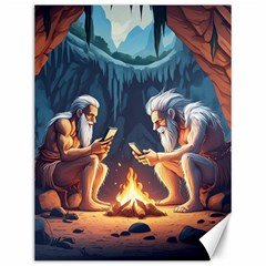 Old Prehistoric Men Around Fire Using Smartphones (ai) Canvas 12  X 16  by dflcprintsclothing