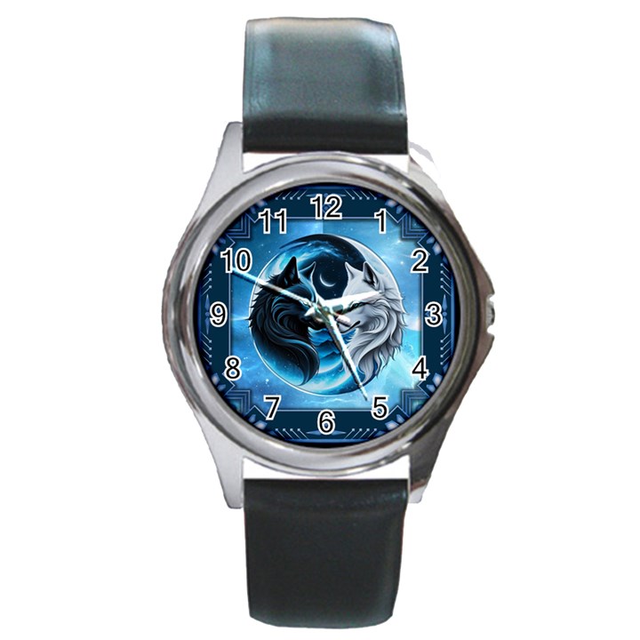 Awesome Wolves Round Metal Watch