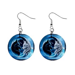 Awesome Wolves Mini Button Earrings by FantasyArt