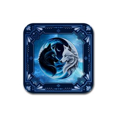 Awesome Wolves Rubber Square Coaster (4 Pack) by FantasyArt