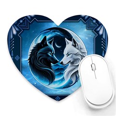 Awesome Wolves Heart Mousepad by FantasyArt