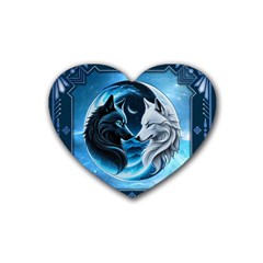 Awesome Wolves Rubber Heart Coaster (4 Pack)