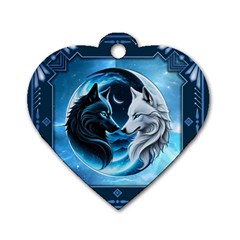 Awesome Wolves Dog Tag Heart (one Side) by FantasyArt