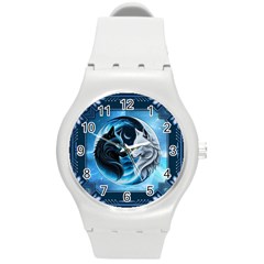 Awesome Wolves Round Plastic Sport Watch (m) by FantasyArt