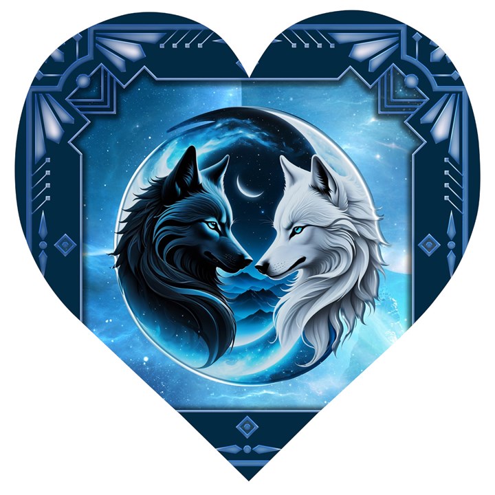 Awesome Wolves Wooden Puzzle Heart