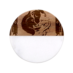 Awesome Wolves Classic Marble Wood Coaster (round) 