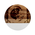 Awesome Wolves Marble Wood Coaster (Round) Front