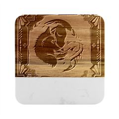 Awesome Wolves Marble Wood Coaster (square) by FantasyArt